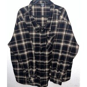 Tango Hotel Men's Brawny Flannel Button Down Brown/Black Size Big & Talk 3XL